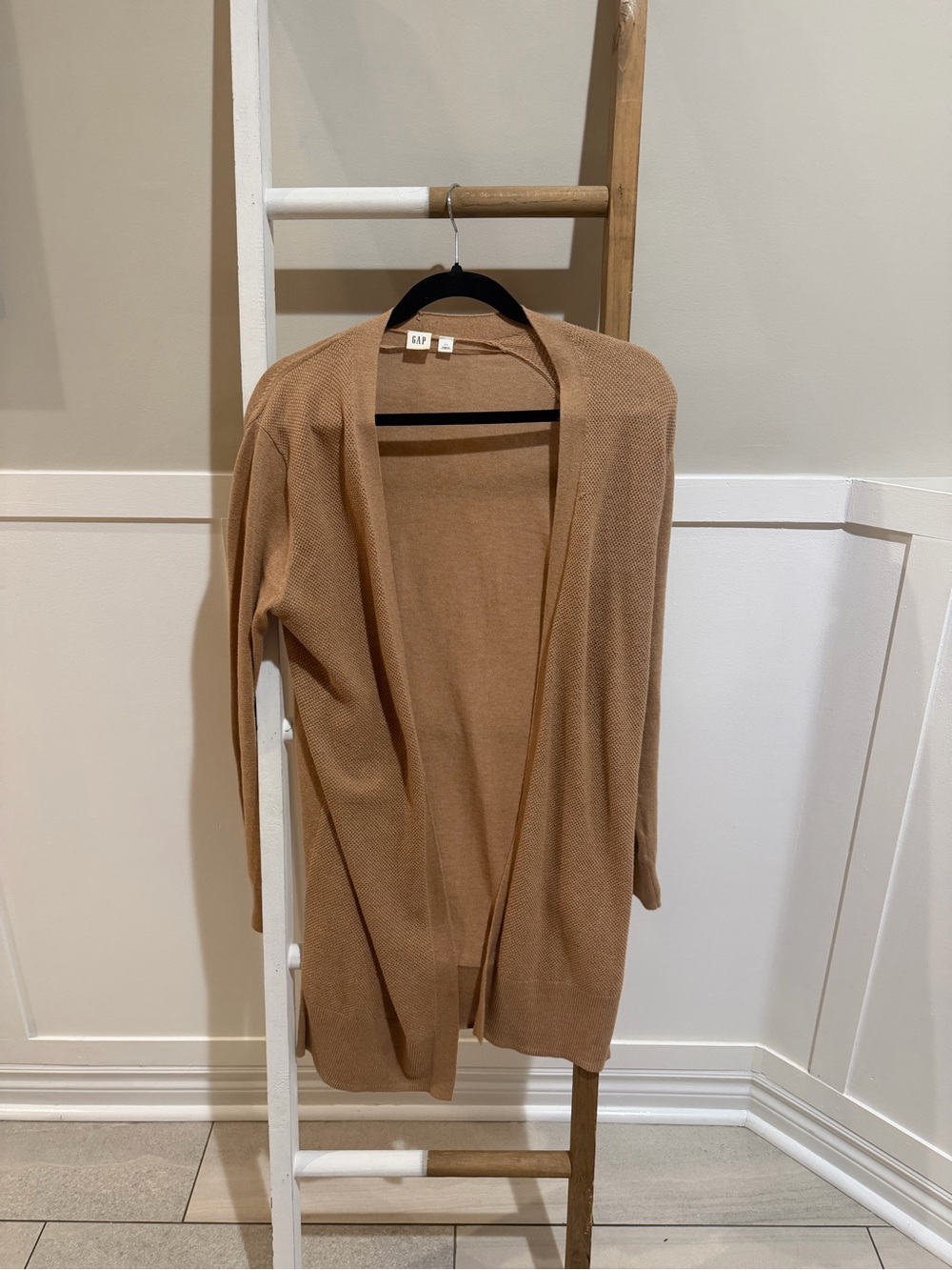 GAP Camel Open-Front Long Cardigan